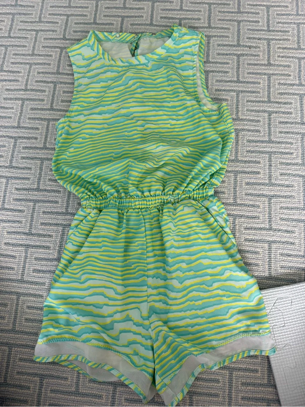 Zella Girls' Green & Yellow Striped Sleeveless Romper